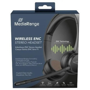 MediaRange On-Ear, Wireless ENC Stereo, Black