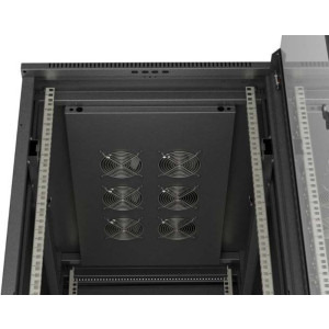 Lanberg FF01-6027-12B 27U, Stand alone, 600 x 1000, Glass door, Panouri laterale detasabile, Negru