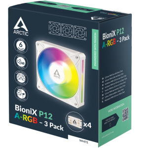 ARCTIC AC BioniX P12 A-RGB 120mm White Three Fan Pack