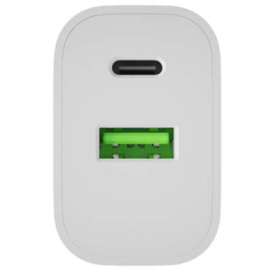 Natec Ribera, 1x USB-A, 1x USB-C, 20 W, White