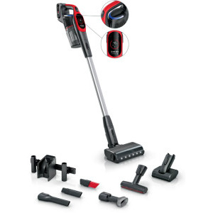 Aspirator Bosch Unlimited 9 BBS931PET, vertical, 0.4L, Negru/Rosu