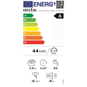 Arctic APLM1WFSU17210WG, Slim, 7 kg, 1200 RPM, Silent Inverter, ExtraSteam, SaveInAll, IronExpress, Clasa A, Alb