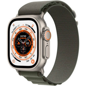 Apple Watch Ultra, 49mm Titanium cu Green Alpine Loop Large, GPS + Cellular
