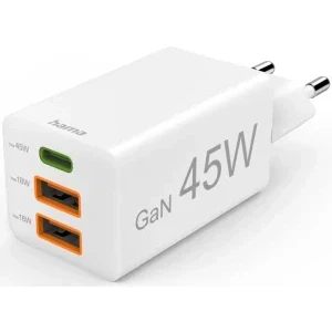 Hama 1x USB-C, 2x USB, Quick Charge 45 W, GaN, White