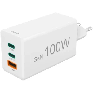 Hama 2x USB-C, 1x USB, Quick Charge 100 W, GaN, White