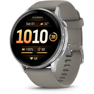 Garmin Venu 4, 45mm AMOLED curea silicon Silver/Silver gray