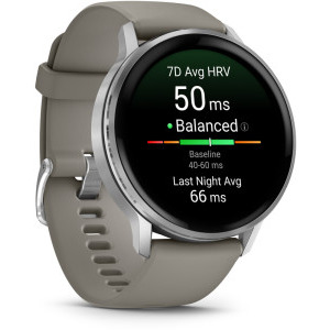 Garmin Venu 4, 45mm AMOLED curea silicon Silver/Silver gray