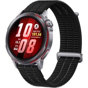 Huawei Watch GT Runner 2, Titanium Midnight Black curea Black AirDry Woven + 1 Year Warranty Extension