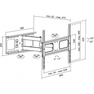 Logilink BP0028, 37 - 70 inch, negru
