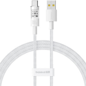 Baseus Gem, USB Male la USB-C Male, 100W, 2 m, White