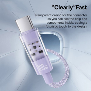 Baseus Gem, USB Male la USB-C Male, 100W, 2 m, Purple