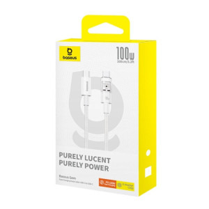 Baseus Gem, USB-C Male la USB-C Male, 1 m, 100W, White