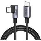 Cablu de date / adaptor Ugreen US255, USB-C Male la USB-C Male, Angled, 60 W, 1 m, Black