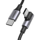 Cablu de date / adaptor Ugreen US334, USB-C Male la USB-C Male, Angled, 100 W, 1 m, Black