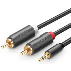 Cablu audio Ugreen AV102, 1x Jack 3.5 mm Male - 2x RCA Male, 1 m, Negru