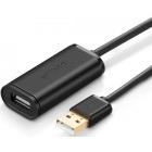 Cablu periferice Ugreen US121 Extensie USB tip A 2.0 Male la USB tip A 2.0 Female, Amplificator de semnal, 10 m, Negru
