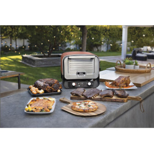 Ninja Cuptor electric Woodfire OO101EU, 2400W, Rosu/Argintiu