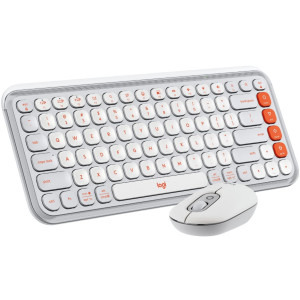 Kit periferice Logitech Pop Icon Combo, Bluetooth, Off-White