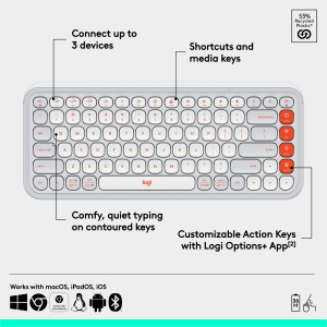 Logitech Pop Icon Keys, Bluetooth, Off-White