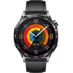 Huawei Watch GT 5, 46mm Deep Tarnish Stainless Steel, curea Black Fluoroelastomer