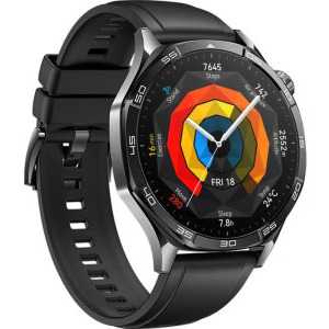 Huawei Watch GT 5, 46mm Deep Tarnish Stainless Steel, curea Black Fluoroelastomer