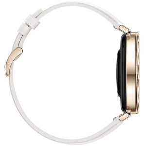 Huawei Watch GT 5, 41mm Pale Gold Stainless Steel, curea White Composite Leather