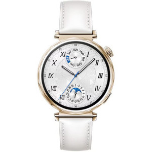 Huawei Watch GT 5, 41mm Pale Gold Stainless Steel, curea White Composite Leather