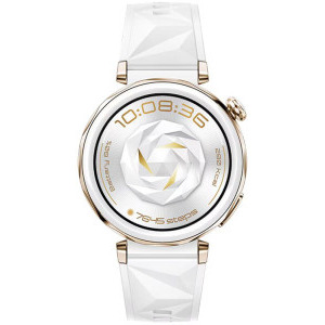 Huawei Watch GT 5 Pro, 42mm Ceramic White-Gold, curea White Silicone