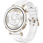 SmartWatch Huawei Watch GT 5 Pro, 42mm Ceramic White-Gold, curea White Silicone