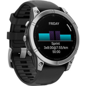 Garmin Fenix E, 47mm Stainless Steel, Black Silicone