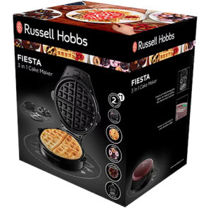 Russell Hobbs Aparat de facut gofre, Aparat pentru gofre Fiesta 3-in-1 24620-56, 900W, Negru/Rosu