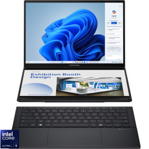 Laptop ASUS 14 Zenbook Duo OLED UX8406CA, 3K 120Hz Touch, Procesor Intel® Core™ Ultra 9 285H (24M Cache, up to 5.40 GHz), 32GB LPDDR5X, 1TB SSD, Intel Arc 140T, Win 11 Pro, Inkwell Gray