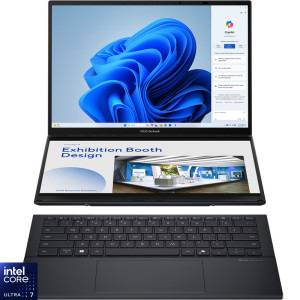 Laptop ASUS 14'' Zenbook Duo OLED UX8406CA, FHD+ Touch, Procesor Intel® Core™ Ultra 7 255H (24M Cache, up to 5.10 GHz), 32GB LPDDR5X, 1TB SSD, Intel Arc 140T, Win 11 Pro, Inkwell Gray