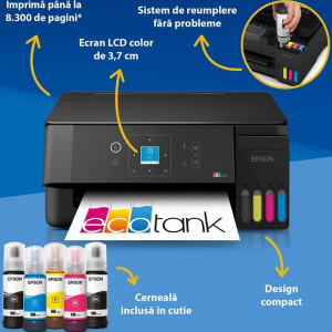 Epson EcoTank L3360, InkJet CISS, Color, Format A4, Wi-Fi