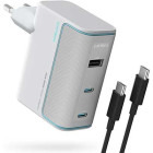 Incarcator retea Cuktech CKAD1003EUGW, 2x USB-C, 1x USB, Quick Charge 100 W, GaN, White + Cablu USB-C inclus
