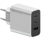 Incarcator retea Cuktech CUK0A15CEUSL, 2x USB-C, 1x USB, Quick Charge 65 W, GaN, Silver + Cablu USB-C inclus