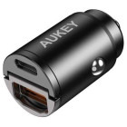 Incarcator auto Aukey CC-A3, 1x USB-C, 1x USB, 30 W, Black