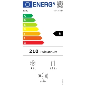 Candy CCH1S518EX, 262 L, Clasa E, hOn, Control electronic, 180 cm, Inox