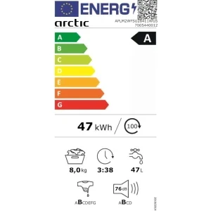 Arctic APLM2WFSU28411WGS, Slim, 8 kg, 1400 RPM, Clasa A, Silent Inverter, ExtraSteam, IronExpress, Alb