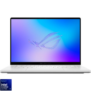 ASUS Gaming 16'' ROG Zephyrus G16 GU606AW, 2.5K OLED 240Hz G-Sync, Procesor Intel® Core™ Ultra 9 386H (18M Cache, up to 4.90 GHz), 64GB LPDDR5X, 1TB SSD, GeForce RTX 5080 16GB, Win 11 Pro, Platinum White