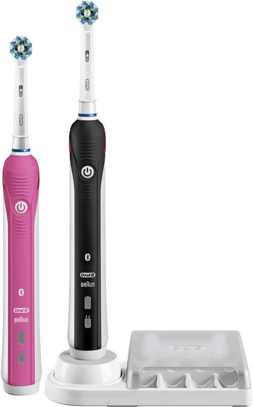 Oral-B Set 2 Periute electrice Smart 4 4900, 3 Programe, Bluetooth, App, Timer, Roz/Negru