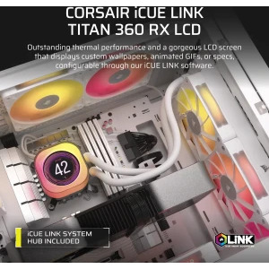 Cooler CPU Corsair iCUE LINK Titan 360 RX LCD RGB White - PC Garage