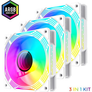 Gamemax KF300 ARGB PWM 120mm White Three Fan Pack