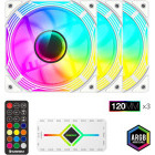 Ventilator Gamemax KF300 ARGB PWM 120mm White Three Fan Pack