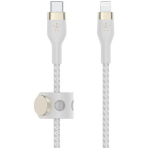 Belkin BoostCharge USB-C Male la Lightning Male, braided silicone 2m, White