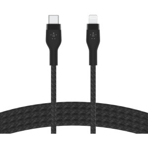 Cablu de date / adaptor Belkin BoostCharge Braided Silicone USB-C Male la Lightning Male, 1m, Black