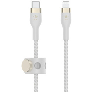 Belkin BoostCharge Braided Silicone USB-C Male la Lightning Male, 1m, White