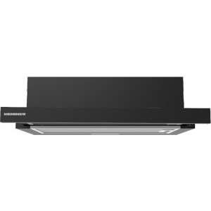 Hota incorporabila Heinner telescopica HTCH-MD400BK, Putere de absorbtie 400 m3/h, Clasa B, 2 trepte de viteza, Iluminare LED, 60 cm, Negru