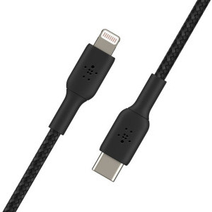 Belkin BoostCharge Braided, USB-C Male la Lightning Male, 2m, Black