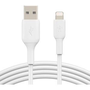 Cablu de date / adaptor Belkin BoostCharge, USB-C Male la Lightning Male, 1m (2 buc.), White
